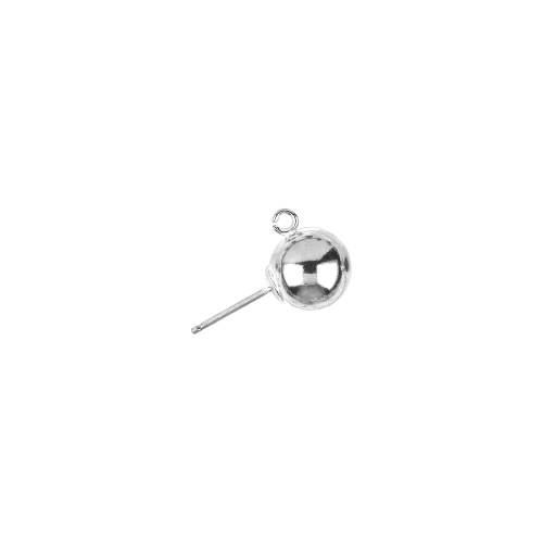 8mm Ball Earring with Ring   - Sterling Silver