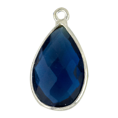 11.5x16.5mm Teardrop Pendant - Dark Blue - Sterling Silver