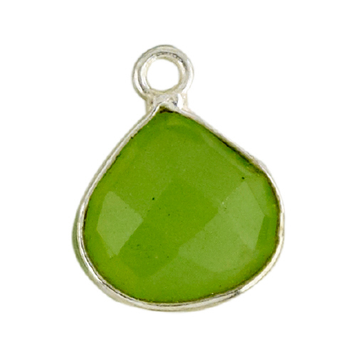 11mm Heart Pendant - Chrysoprase - Sterling Silver