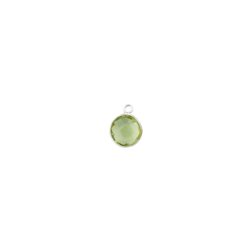 11mm Round Pendant - Green Amethyst - Sterling Silver