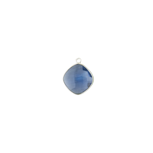 15mm Diamond Pendant - Dark Blue - Sterling Silver