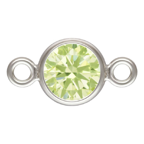 4.0mm Lime/August Birthstone 3A CZ Bezel Connectors (3 pcs) - Sterling Silver