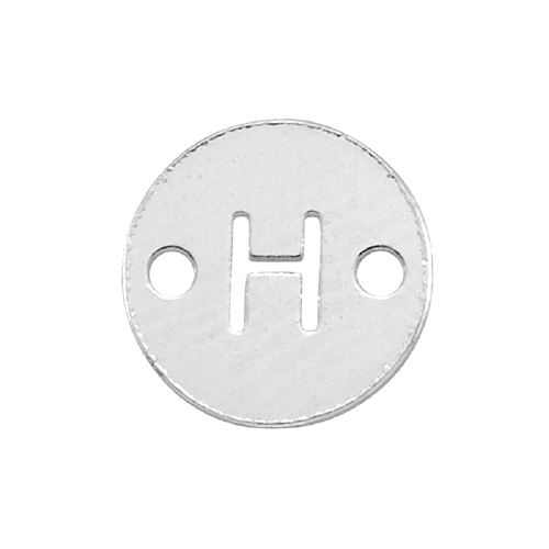 6mm Disc Initial/Letter H Connectors (3 pcs) - Sterling Silver