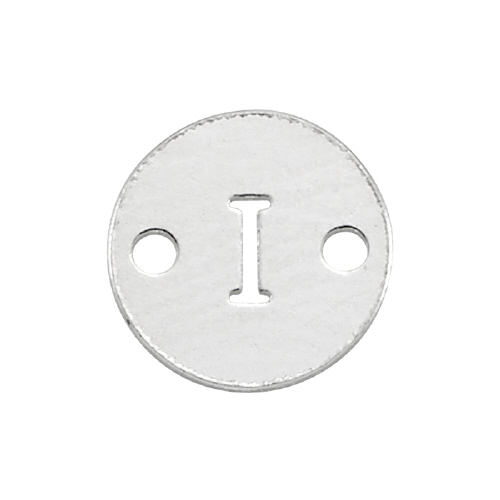 6mm Disc Initial/Letter I Connectors (3 pcs) - Sterling Silver