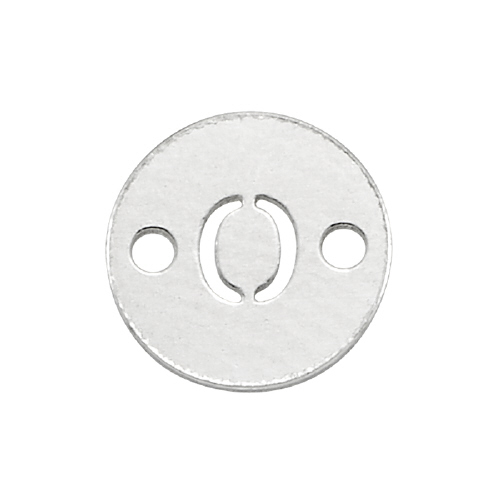 6mm Disc Initial/Letter O Connectors (3 pcs) - Sterling Silver