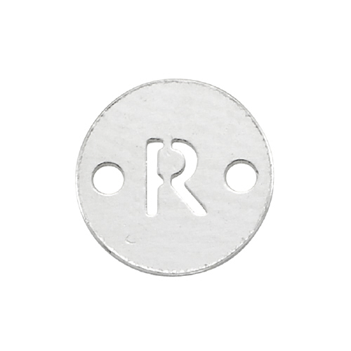 6mm Disc Initial/Letter R Connectors (3 pcs) - Sterling Silver