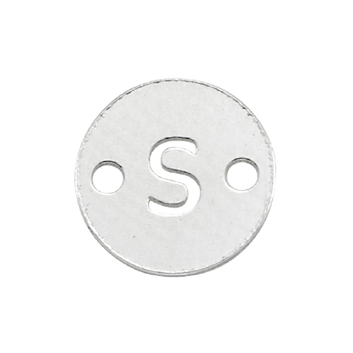 6mm Disc Initial/Letter S Connectors (3 pcs) - Sterling Silver