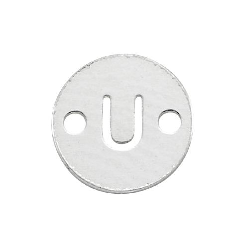 6mm Disc Initial/Letter U Connectors (3 pcs) - Sterling Silver