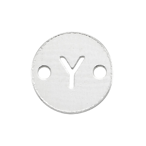 6mm Disc Initial/Letter Y Connectors (3 pcs) - Sterling Silver