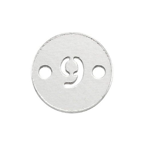 6mm Disc Number 9 Connectors (3 pcs) - Sterling Silver