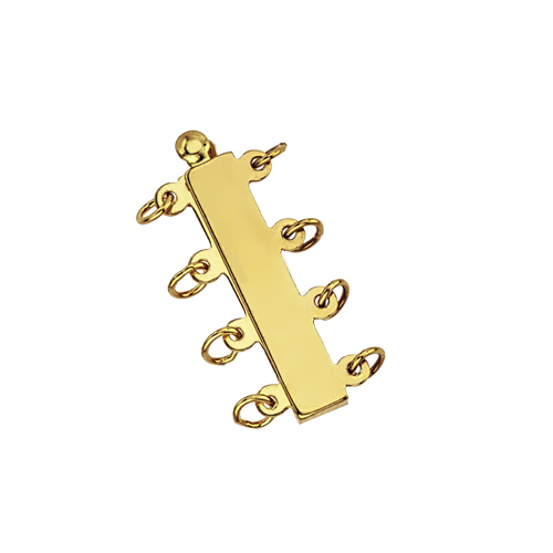 Flat Bar Clasp w/ring & jumpring-4 strand    - 14 Karat Gold