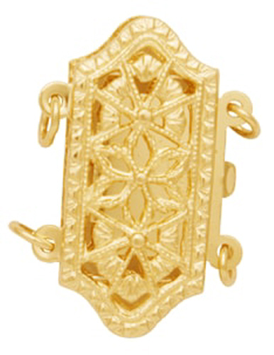 Multistrand Filigree Clasp - 2 Line  - 14 Karat Gold