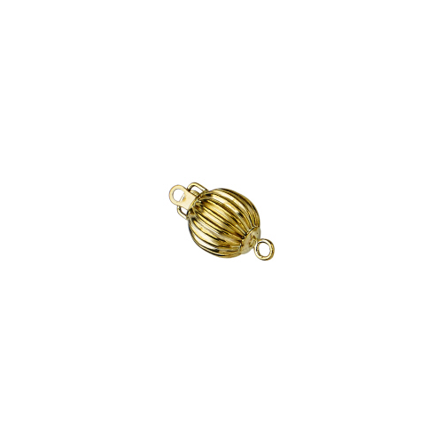 8mm Corrugated Straight Bead Clasp  - 14 Karat Gold