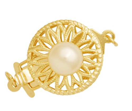 Pearl Clasp - 1 line  - 14 Karat Gold