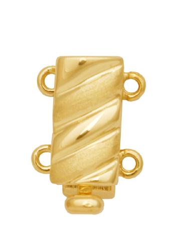 Fancy Bar Clasp w/ring-2 strand  - 14 Karat Gold