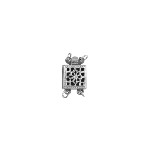 Square Clasp  2 Line   - Sterling Silver