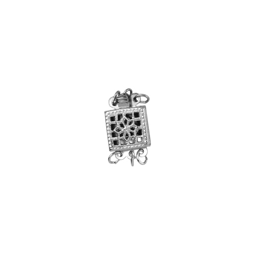 Square Clasp  3 Line   - Sterling Silver