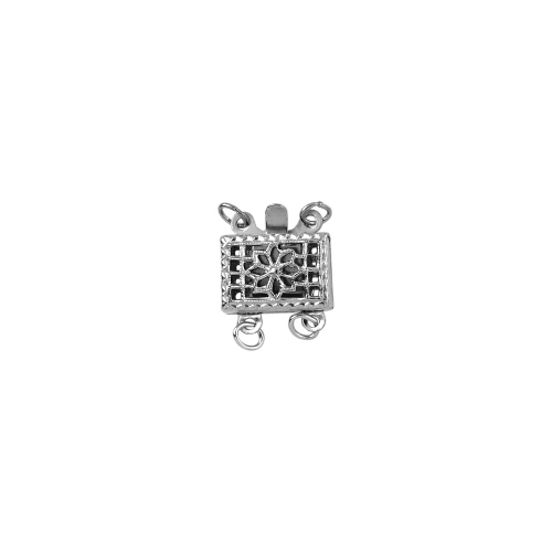 Rectangular Clasps  2 Line   - Sterling Silver