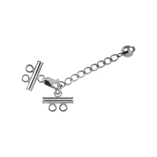 Bar Clasp w/ Chain & Lobster  2 Line   - Sterling Silver