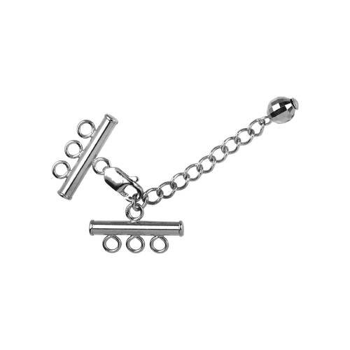 Bar Clasp w/ Chain & Lobster  3 Line   - Sterling Silver