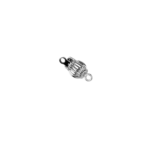 6mm Corrugated Straight Bead Clasps   - Sterling Silver