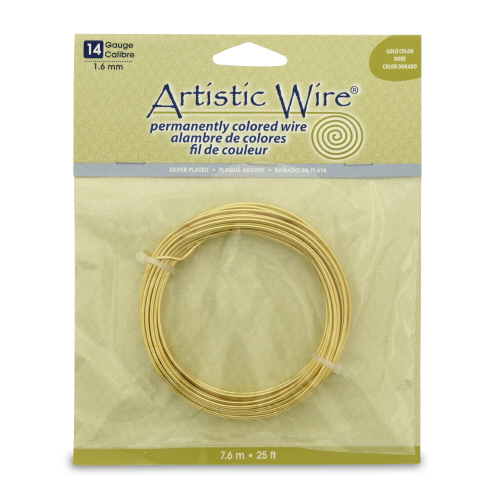 Artistic Wire 14 guage 25ft - Silver Plated, Gold Color