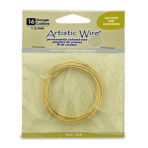 Artistic Wire 16 guage 25ft - Silver Plated, Gold Color