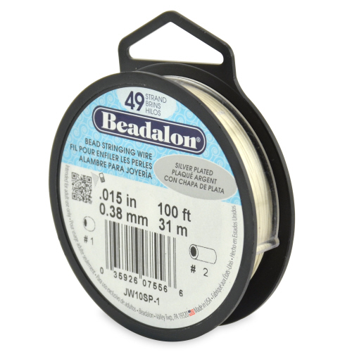 Beadalon 49 strand 0.015 Dia 100 ft - Silver Plated