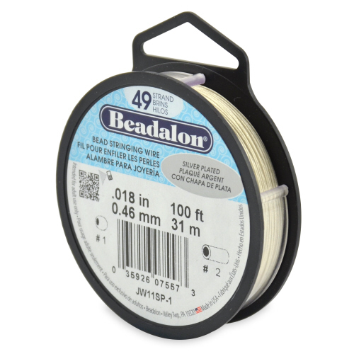 Beadalon 49 strand 0.018 Dia 100 ft - Silver Plated