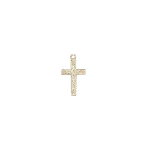 Charm Cross Textured Gold Filled 17 x 10mm