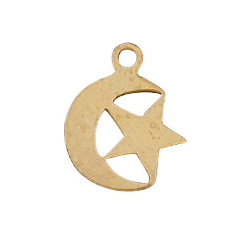 Charm - Moon and Star - Gold Filled