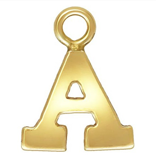 Initial A Block Style Letter Charm 8mm - Gold Filled