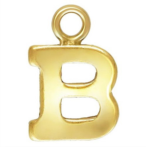 Initial B Block Style Letter Charm 8mm - Gold Filled