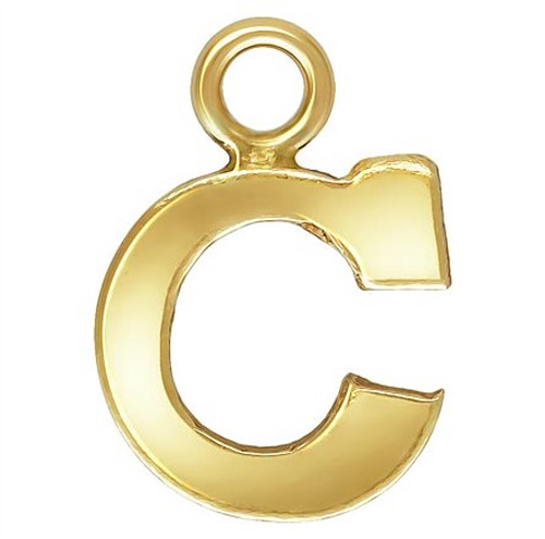 Initial C Block Style Letter Charm 8mm - Gold Filled