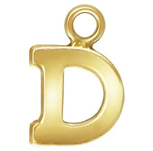 Initial D Block Style Letter Charm 8mm - Gold Filled