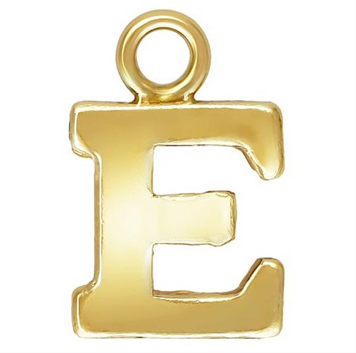 Initial E Block Style Letter Charm 8mm - Gold Filled