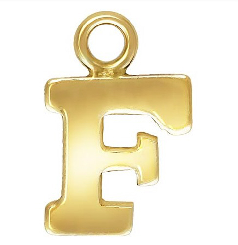 Initial F Block Style Letter Charm 8mm - Gold Filled