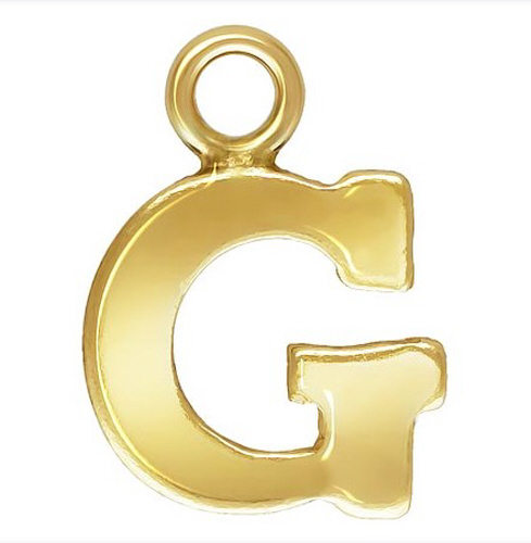 Initial G Block Style Letter Charm 8mm - Gold Filled