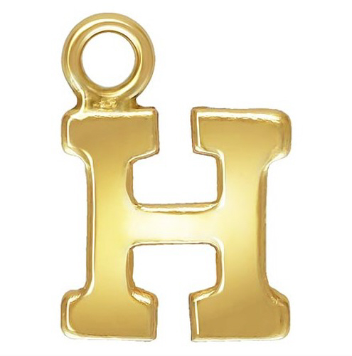 Initial H Block Style Letter Charm 8mm - Gold Filled