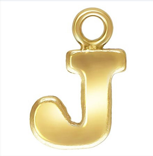 Initial J Block Style Letter Charm 8mm - Gold Filled