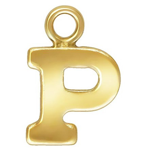 Initial P Block Style Letter Charm 8mm - Gold Filled