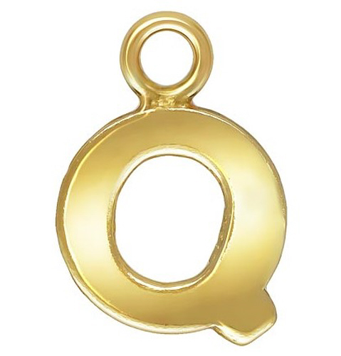 Initial Q Block Style Letter Charm 8mm - Gold Filled