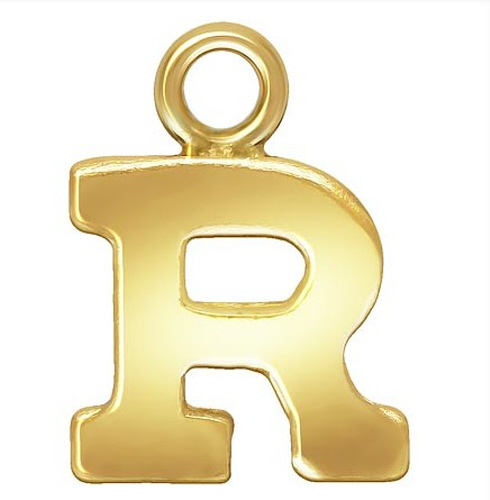 Initial R Block Style Letter Charm 8mm - Gold Filled