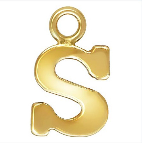 Initial S Block Style Letter Charm 8mm - Gold Filled