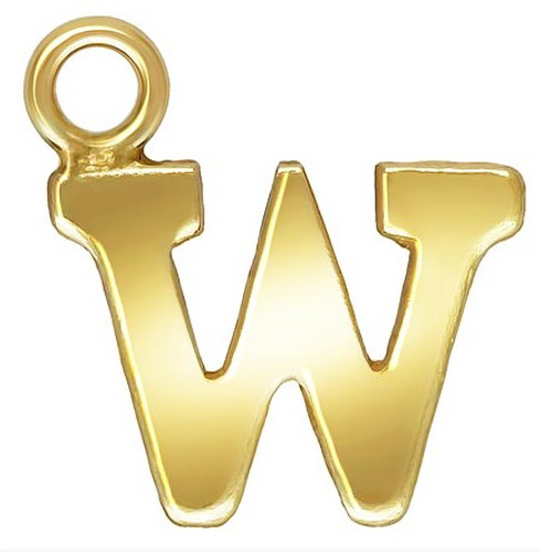 Initial W Block Style Letter Charm 8mm - Gold Filled