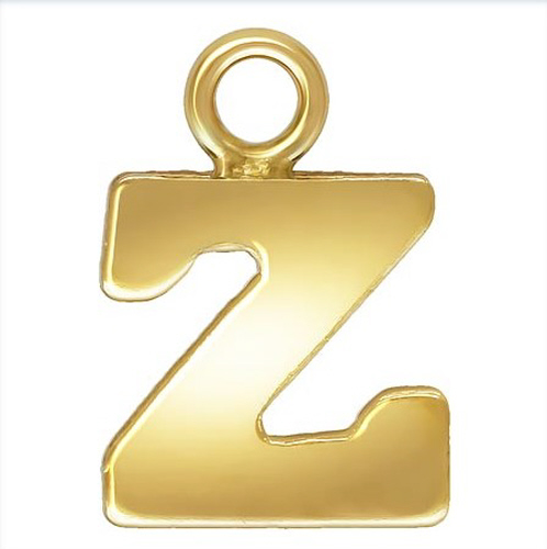 Initial Z Block Style Letter Charm 8mm - Gold Filled