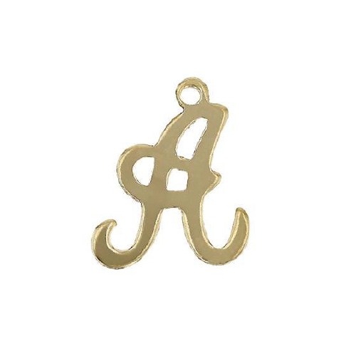 Initial A Script Style Letter Charm 12mm - Gold Filled