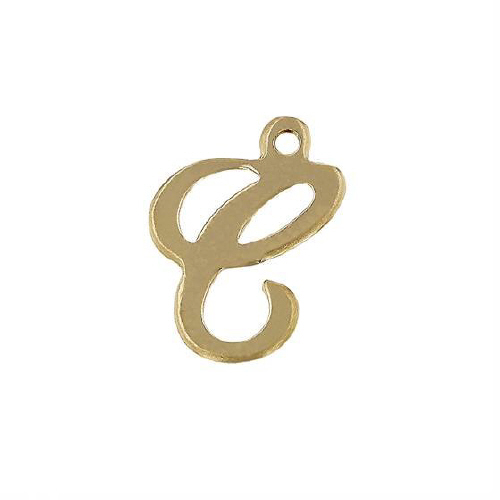 Initial C Script Style Letter Charm 12mm - Gold Filled