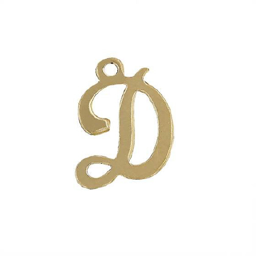 Initial D Script Style Letter Charm 12mm - Gold Filled