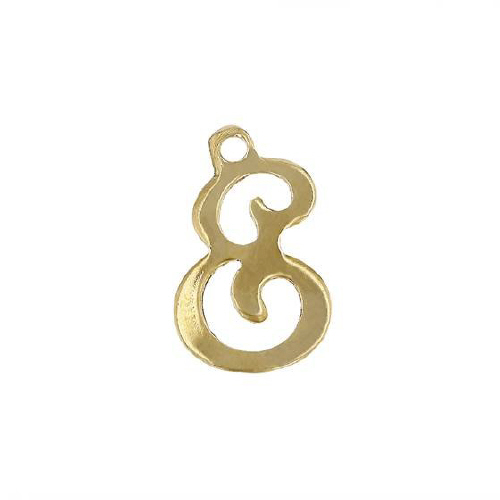 Initial E Script Style Letter Charm 12mm - Gold Filled